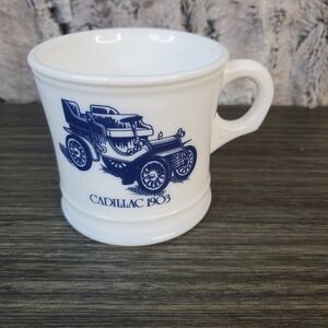 VIntage Surrey Shaving Mug Cadillac 1903 Coffee Cup Milk Glass Antique Car Image
